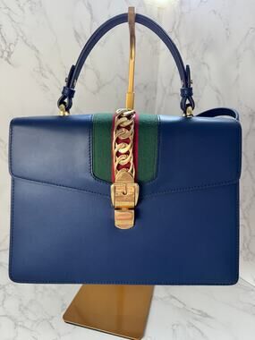 Gucci Sylvie Top Handle in Navy